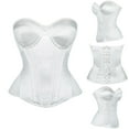 thumbnail image 1 of QATAINLAV Women's Lace up Boned Overbust Corset Tube Top Waist Cincher Bustier Bodyshaper Tops Gifts for Mom White M, 1 of 7