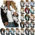 thumbnail image 1 of QATAINLAV Women's Lightweight Casual Fall Tops Fashion Graphic Print Bomber Jacket Long Sleeve Zip Up Coats with Pockets, Multicolor, S, 1 of 6