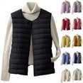 thumbnail image 1 of QATAINLAV Women's Lightweight Down Vest Casual Button Down Puffer Jackets Slim Fit Sleeveless Waistcoat Winter Coats, Purple, XL, 1 of 10