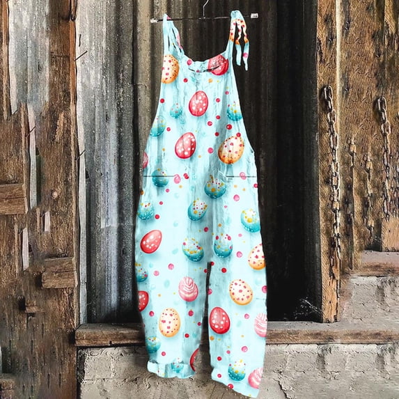 QATAINLAV Summer Rompers for Women Sleeveless Adjustable Strap Onesies Shorts Cotton Casual Wide Jumpsuits with Pockets Multicolor XL