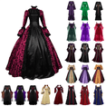 thumbnail image 1 of QATAINLAV Women's Medieval Dress Fall Winter Gothic Retro Floral Print Ball Gowns Dress Elegant Lace Patchwork Party Dress Halloween Cosplay Costumes Ofertas de Hoy en Liquidación Green XL, 1 of 10