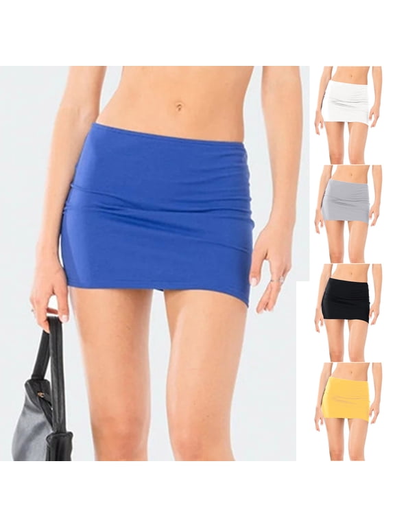 Women's Mini Skirts Low Rise Bodycon Pencil Short Skirt Going Out Micro Skorts Streetwear Blue M