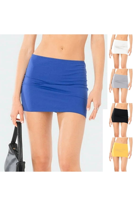 Women's Mini Skirts Low Rise Bodycon Pencil Short Skirt Going Out Micro Skorts Streetwear, White, L, Mothers Day Gifts