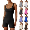 thumbnail image 1 of QATAINLAV Women's One Piece Short Jumpsuits Tight Bodysuit Gym Yoga Workout Rompers 2025 Summer Outfits Brown M, 1 of 6