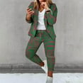 thumbnail image 1 of QATAINLAV Women's Open Front Blazer Jacket Matching Drawstring Sweat Pants 2 Piece Sets Trendy Printed Business Casual Outfits Army Green L, 1 of 6
