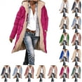 thumbnail image 1 of QATAINLAV Fall Coats for Women Casual Reversible Hooded Puffer Jacket Long Sleeve Sherpa Fleece Lined Outwear with Pockets, Blue, S, 1 of 7