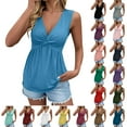thumbnail image 1 of QATAINLAV Women's Peplum Summer Tank Tops Casual Twist Front Deep V Neck Sleeveless Shirts Vacation Clothes Pink L Gifts for Mom, 1 of 10