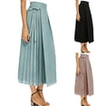 thumbnail image 1 of QATAINLAV Women's Pleated Chiffon Skirts Cute Bow Elastic Waist Long Skirts Solid Casual Loose Skorts Summer Vacation Beach Clothes Light Blue XXL, 1 of 10