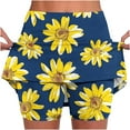 thumbnail image 1 of QATAINLAV Women's Plus Size Tennis Skirts Trendy Sunflower Printed Workout Joggers Skorts Comfy Milk Silk Soft Athletic Yoga Culottes Bottoming Skirt Pants Summer Savings Multicolor XXL, 1 of 5