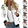thumbnail image 1 of QATAINLAV Women's Plus Size Zip Up Bomber Jacket Fall Casual Floral Stand Collar Cropped Lightweight Windbreaker with Pockets, Purple, XXXXL, 1 of 6