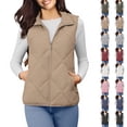 thumbnail image 1 of QATAINLAV Women's Quilted Vest Stand Collar Lightweight Zip Padded Gilet Casual Sleeveless Jackets Coats Outerwear with Pockets, Gray, XXL, 1 of 8