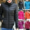 thumbnail image 1 of QATAINLAV Women's Slim Fit Quilted Puffer Jacket Zip Long Sleeve Warm Winter Coat Solid Casual Stand Collar Down Jackets with Pockets, Wine, XL, 1 of 5