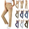 thumbnail image 1 of QATAINLAV Women's Straight Leg False Jeans Slim Fit Stretch High Waist Leggings Solid Color Casual Work Yoga Pants with Pockets, Army Green, XL, 1 of 7
