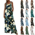 thumbnail image 1 of QATAINLAV Women's Summer Casual Overalls Loose Wide Leg Jumpsuits Linen Comfy One Piece Pants Boho Floral Printed Rompers with Pockets Black M, 1 of 9