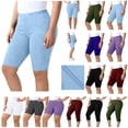 thumbnail image 1 of QATAINLAV Women's Summer Plus Size Yoga Shorts Elastic Waist Casual Pajams Bottoms Solid Color Stretchy Tight Short Leggings, Blue, XL, 1 of 9