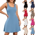 thumbnail image 1 of QATAINLAV Women's Summer Workout Tennis Dress Sleeveless Square Neck Golf Athletic Dresses Solid Casual Mini Dress Red M, 1 of 8