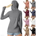 thumbnail image 1 of QATAINLAV Women's Sun Protection Hoodie Summer Lightweight Long Sleeve Sun Cover Up Shirt Thumb Holes Rash Guard Workout Tops Gray S, 1 of 7