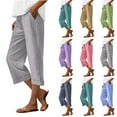 thumbnail image 1 of QATAINLAV Women's Wide Leg Capri Pants Drawstring Elastic Waist Cropped Sweatpants Lounge Workout Capris Pant with Pockets Green M Sales Today, 1 of 8