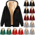 thumbnail image 1 of QATAINLAV Women's Winter Warm Fleece Jackets Fashion Cute Print Zip Up Hoodies Thick Sherpa Lined Sweatshirt Coats with Pockets Green XXL Best Sales Today, 1 of 5