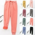 thumbnail image 1 of QATAINLAV Women's Winter Warm Sherpa Lined Sweatpants Drawstring Athletic Joggers Pants Solid Elastic Bottom Fleece Sports Trousers, Blue, XXXL, 1 of 5