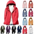 thumbnail image 1 of QATAINLAV Women's Zip Up Warm Hooded Quilted Coat Solid Color Long Winter Puffer Jacket with Pockets for Outdoor Work Skiing, Brown, XXL, 1 of 10