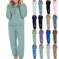 thumbnail image 1 of QATAINLAV Womens 2 Piece Outfits Sweatsuit Set Long Sleeve Half Zip Sweatshirt and Cinch Bottom Sweatpants Lounge Set Tracksuit Daily Sales Clearance Sky Blue 3XL, 1 of 6