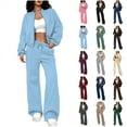 thumbnail image 1 of QATAINLAV Womens 2 Piece Outfits Sweatsuit Zip Up Bomber Jacket Wide Leg Sweatpant Matching Sweat Sets Fall Winter Fashion Clothes, Dark Gray, XXL, Birthday Gifts, 1 of 10