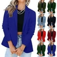 thumbnail image 1 of QATAINLAV Womens 2024 Fall Long Sleeve Suit Jacket Button Open Front Cardigan Blazer Business Casual Lapel Collar Dress Blazers Daily Sales Clearance Blue XL, 1 of 7