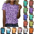 thumbnail image 1 of QATAINLAV Glitter Graphic Print Tops for Women Loose Casual Crewneck Short Sleeve Tshirt Plus Size Cotton Basic Tees, Red, XXXXXL, 1 of 5