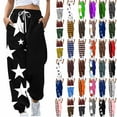 thumbnail image 1 of QATAINLAV Womens Baggy Drawstring Cinch Bottom Pants High Waisted Jogger Pants Trendy Plaid Printed Workout Sweatpants with Pockets Daily Sales Clearance Blue M, 1 of 6