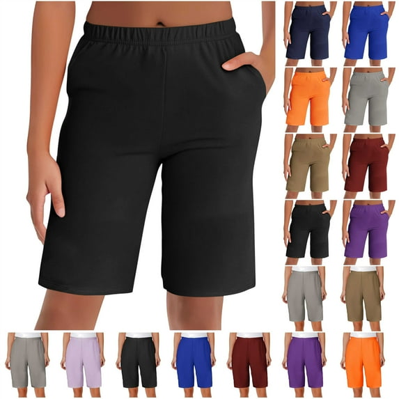 QATAINLAV Womens Bermuda Shorts 9", Elastic High Waisted Athletic Long Shorts Milk Silk Soft Casual Knee Length Walking Running Yoga Shorts with Pockets Wine M My Orders Placed By Me