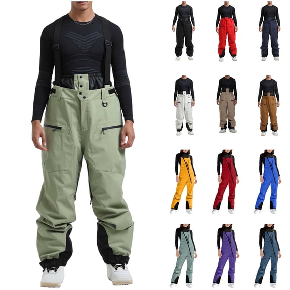 QATAINLAV Womens Bib Jumpsuits Waterproof Insulated Ski Pants Winter Windproof Warm Snowboarding Overalls Adjustable Snow Suits, Red, S