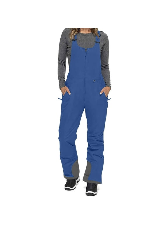 Womens Bib Snow Pants Ski Waterproof Windproof Insulated Overalls Winter Athletic One Piece Snowpants Blue L 50 Percent Off Sales Today