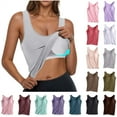 thumbnail image 1 of QATAINLAV Womens Camisole with Chest Pad Ladies No Steel Rings Bottom Underwear Sports Vest Yoga Crew neck sleeveless Tank Tops Birthday Gifts Purple M, 1 of 4