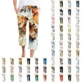 thumbnail image 1 of QATAINLAV Womens Capris with Pockets for Summer Linen Lightweight Straight Pants Outdoor Casual Drawstring Beach Capri Pants Trendy Sunflower Print Cropped Trousers Daily Sales Hot Pink L, 1 of 5