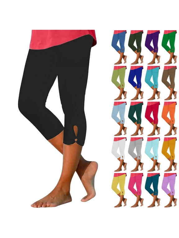 Womens Capris for Summer Dressy Cropped High Waist Yoga Pants Comfy Stretchy Workout Compression Leggings Hollow Out Tight Capri Pant