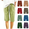 thumbnail image 1 of QATAINLAV Womens Casual Bermuda Shorts Drawstring Comfy Elastic Waist Cuffed Hem Summer Shorts Loose Plus Size Knee Length Beach Shorts with Pockets Orange XXXXL Ropa de Verano Para Mujer, 1 of 5