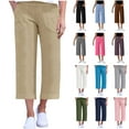 thumbnail image 1 of QATAINLAV Womens Casual Capris Summer High Waisted Wide Leg Dress Pants Solid Casual Suit Trousers Work Business Outfits Gray S Ofertas en Walmart, 1 of 7