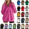 thumbnail image 1 of QATAINLAV Womens Casual Sweatshirts Long Sleeve Half Zip Pullover Fall Winter Fleece Lined Going Out Tops with Pockets, Blue, S, 1 of 10