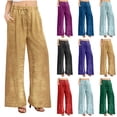 thumbnail image 1 of QATAINLAV Womens Casual Velvet Palazzo Pants 2025 Summer Fashion Wide Leg Pants Elastic High Waist Drawstring Lounge Trousers with Pockets Red S Mothers Day Gifts, 1 of 9