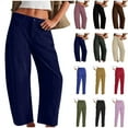 thumbnail image 1 of QATAINLAV Womens Corduroy Pants Casual Elastic High Waisted Straight Leg Pull On Trousers Solid Color Slacks with Pockets, Red, M, 1 of 10