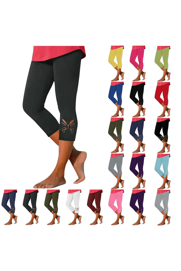 Womens Capris for Summer Dressy Cropped High Waist Yoga Pants Stretchy Workout Gym Running Leggings White XL