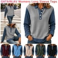 thumbnail image 1 of QATAINLAV Womens Denim Spliced Shirts Waffle Knit Button Henley Shirt Casual Textured Long Sleeve Tops, 1 of 10
