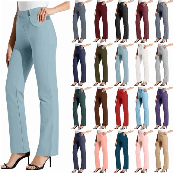 QATAINLAV Womens Dress Pants Stretchy Office Casual Straight Leg Work Pants Soid Color Slim Fit Yoga Pant with Pockets Black M My Orders Placed By Me