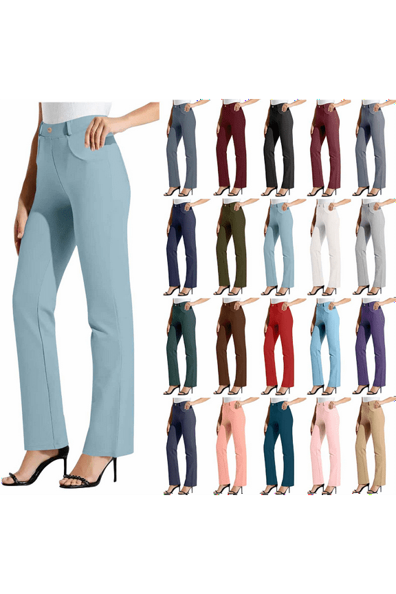 Womens Dress Pants Stretchy Office Casual Straight Leg Work Pants Soid Color Slim Fit Yoga Pant with Pockets Khaki S Ofertas Relampago de Hoy
