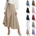 thumbnail image 1 of QATAINLAV Womens Elegant High Waisted Linen Midi Skirt Lightweight Summer Swing A-Line Wrap Business Casual Skirts White XL, 1 of 7