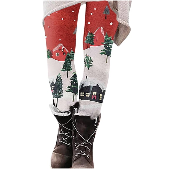 QATAINLAV Womens Fashion Print Christmas Leggings Fall Winter Festive Party Outfit Holiday Loungewear