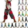thumbnail image 1 of QATAINLAV Womens Fashion Striped Capris Pants Casual High Waisted Drawstring Cropped Trousers Summer Beach Capri Pants with Pockets Multicolor XL Today's Lightning Sales, 1 of 6