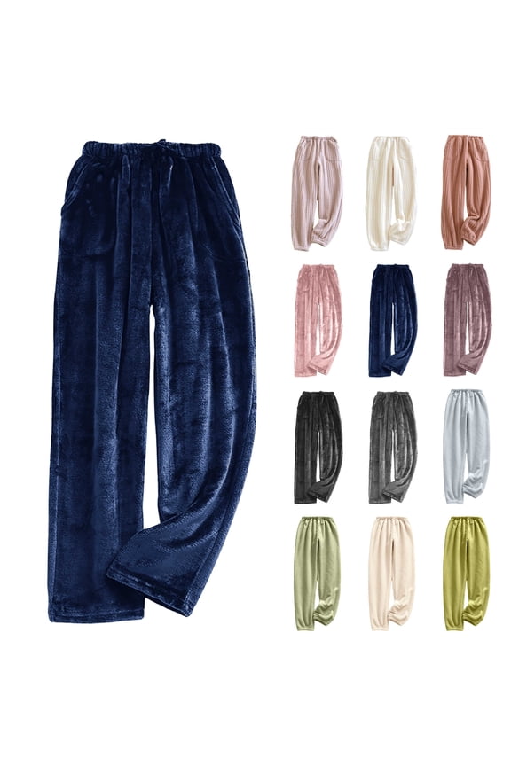 Womens Fleece Pajama Pants Comfy Fuzzy Warm Cute Sleepwear Lounge Trousers Elastic Bottom Plush Sweatpants with Pockets, Pink, XL