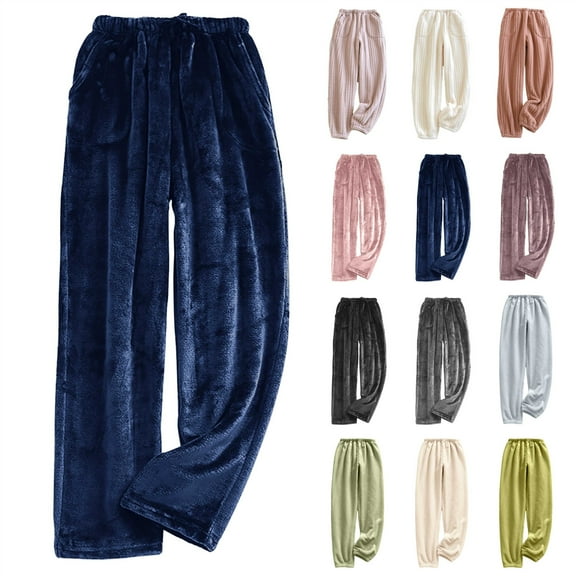 QATAINLAV Womens Fleece Pajama Pants Comfy Fuzzy Warm Cute Sleepwear Lounge Trousers Elastic Bottom Plush Sweatpants with Pockets, Purple, XL